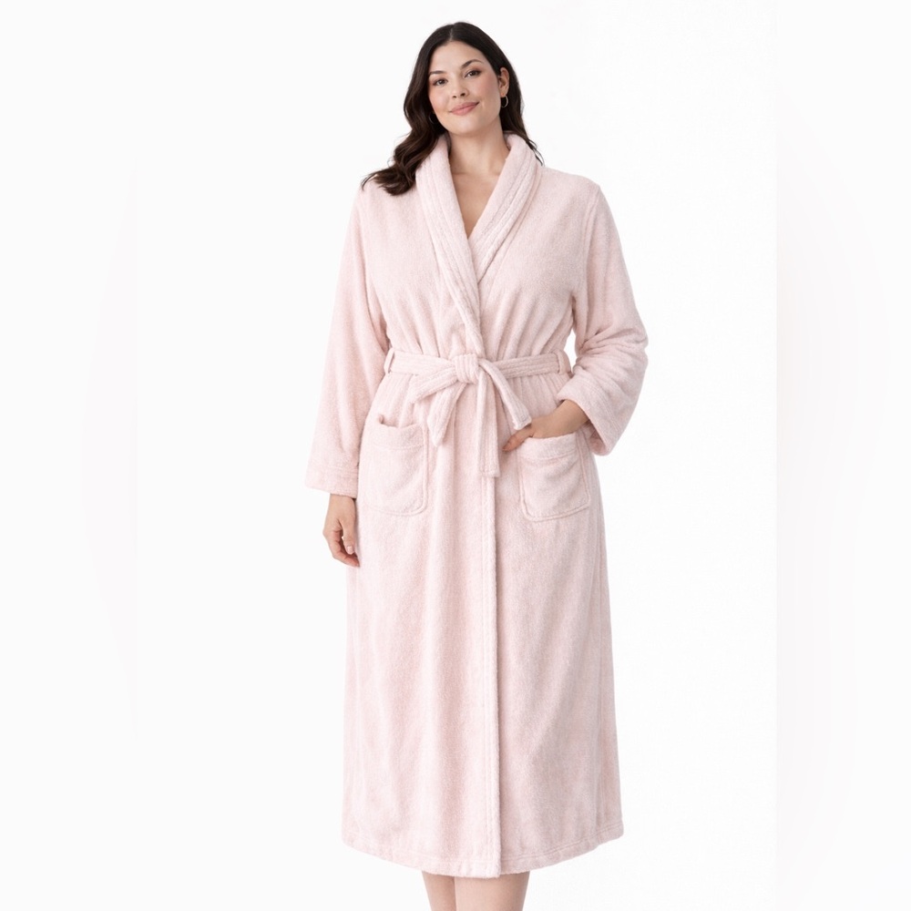 MyPillow Supima Cotton Spa Robe Pink Large Hotel Style Bathrobe Belted